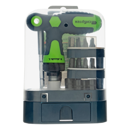 Отвертка Т-образная реверсивная с набором бит, торцевых головок, 33 предмета, CrV Сибртех купить в Москве с доставкой по всей России | ProtosMarket.ru