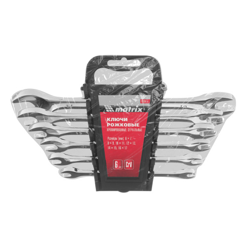 Набор ключей рожковых 6 шт, 6-17 мм, CrV, Elliptical, зеркальное хромирование Matrix купить в Москве с доставкой по всей России | ProtosMarket.ru