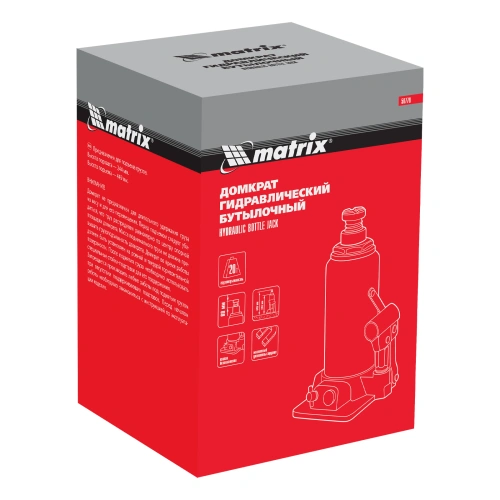 Домкрат гидравлический бутылочный, 20 т, h подъема 244-449 мм Matrix купить в Москве с доставкой по всей России | ProtosMarket.ru