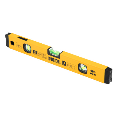 Уровень алюминиевый, магнит., фрезерованный, 3 глазка (1 зеркал.) 0,5 мм/м, 400 мм Denzel по ценам производителя в Казани с доставкой по всей России