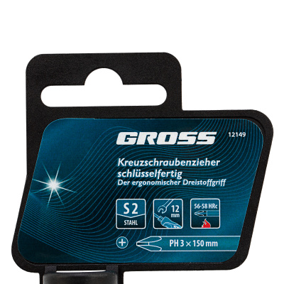 Отвертка PH3 x 150 мм, S2, трехкомпонентная ручка Gross купить в Москве с доставкой по всей России | ProtosMarket.ru
