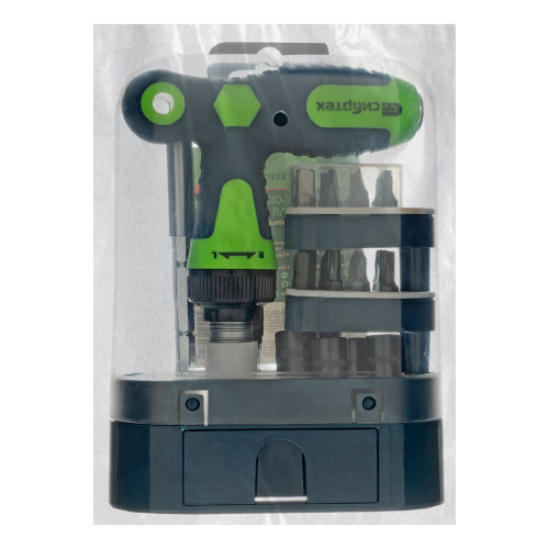 Отвертка Т-образная реверсивная с набором бит, торцевых головок, 33 предмета, CrV Сибртех купить в Москве с доставкой по всей России | ProtosMarket.ru