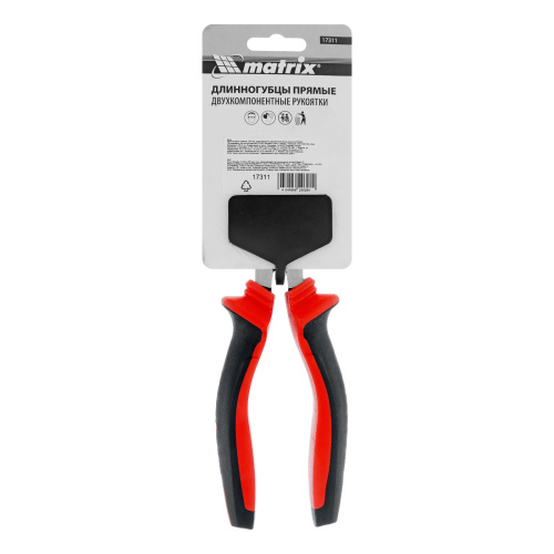 Длинногубцы прямые, 200 мм, хром-ванадий, двухкомпонентные рукоятки Matrix купить в Москве с доставкой по всей России | ProtosMarket.ru