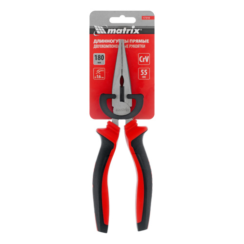 Длинногубцы прямые, 180 мм, хром-ванадий, двухкомпонентные рукоятки Matrix купить в Москве с доставкой по всей России | ProtosMarket.ru
