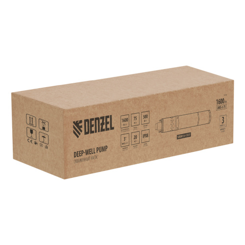 Скважинный насос DWS-3-75, винтовой, диаметр 3", 500 Вт, 1600 л/ч, напор 75 м Denzel купить в Москве с доставкой по всей России | ProtosMarket.ru