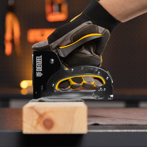 Степлер мебельный, стальной корпус, быстрая загрузка, регул. силы удара, тип 53, 4-14 мм Denzel купить в Москве с доставкой по всей России | ProtosMarket.ru