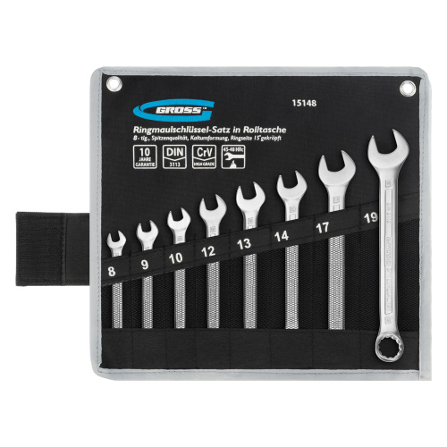Набор ключей комбинированных 8-19 мм, 8 шт, CrV, холодный штамп Gross купить в Москве с доставкой по всей России | ProtosMarket.ru