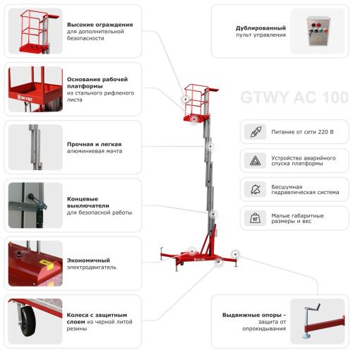Одномачтовый подъемник SKYER GTWY6-100 купить в Москве с доставкой по всей России | ProtosMarket.ru