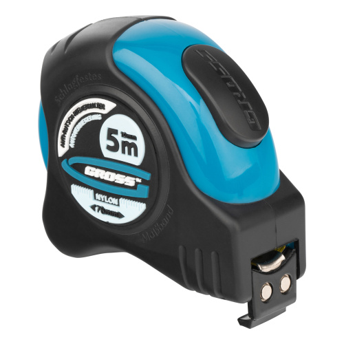 Рулетка "Schlagfest",5 м x 19 мм,магнитный обрезиненный зацеп,двусторонняя шкала,Нейлоновое покрытие,автоматическая фиксация Gross по ценам производителя в Казани с доставкой по всей России