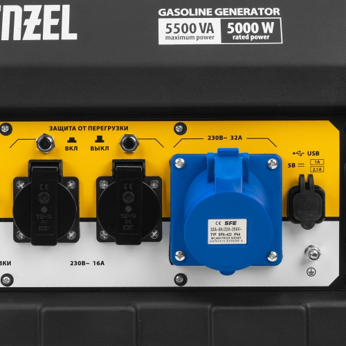 Генератор бензиновый PS 55 EA, 5.5 кВт, 230 В, 25 л, коннектор автоматики, электростартер Denzel купить в Москве с доставкой по всей России | ProtosMarket.ru