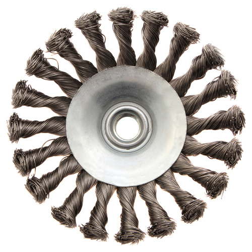 Щетка для УШМ, 125 мм, "Тарелка", крученая нержавеющая проволока 0.5 мм, М14 Denzel по ценам производителя в Казани с доставкой по всей России