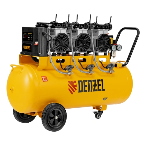 Компрессор безмасляный, малошумный DLS 3300/100, 3300 Вт,3x1100, 100 л, 570 л/мин ,блок управления Denzel купить в Москве с доставкой по всей России | ProtosMarket.ru
