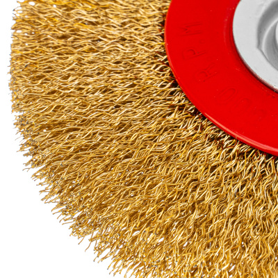 Щетка для точила, 125 мм, посадка 20 мм, плоская, латунированная витая проволока Matrix по ценам производителя в Казани с доставкой по всей России