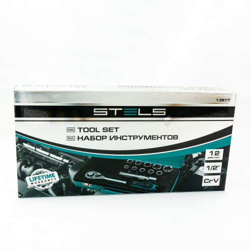 Набор торцевых головок, 1/2, головки 10 - 24 мм, с трещоточным ключом, 12 предметов Stels купить в Москве с доставкой по всей России | ProtosMarket.ru