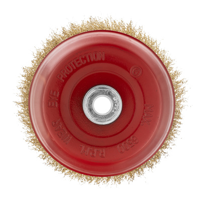 Щетка для УШМ, 150 мм, М14, "чашка", латунированная витая проволока Matrix по ценам производителя в Казани с доставкой по всей России