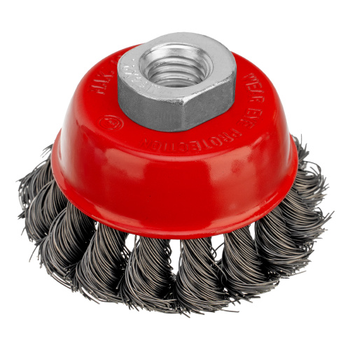 Щетка для УШМ, 65 мм, М14, "чашка", крученая проволока 0.35 мм Matrix по ценам производителя в Казани с доставкой по всей России