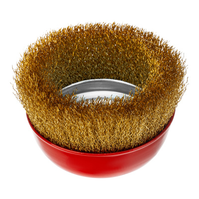 Щетка для УШМ, 125 мм, М14, "чашка", латунированная витая проволока Matrix по ценам производителя в Казани с доставкой по всей России