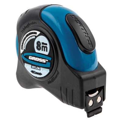 Рулетка "Schlagfest",8 м x 25 мм,магнитный обрезиненный зацеп,двусторонняя шкала,Нейлоновое покрытие,автоматическая фиксация Gross купить в Москве с доставкой по всей России | ProtosMarket.ru