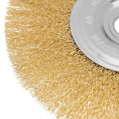 Щетка для УШМ, 175 мм, посадка 22.2 мм, плоская, латунированная витая проволока Matrix по ценам производителя в Казани с доставкой по всей России