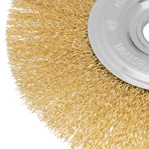 Щетка для УШМ, 175 мм, посадка 22.2 мм, плоская, латунированная витая проволока Matrix по ценам производителя в Казани с доставкой по всей России