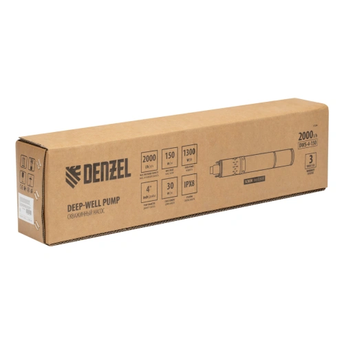 Скважинный насос DWS-4-150, винтовой, диаметр 4", 1300 Вт, 2000 л/ч, напор 150 м Denzel купить в Москве с доставкой по всей России | ProtosMarket.ru