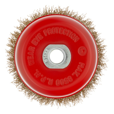 Щетка для УШМ, 100 мм, М14, "чашка", латунированная витая проволока Matrix по ценам производителя в Казани с доставкой по всей России