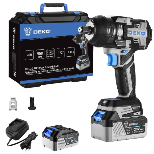 Гайковерт аккумуляторный бесщеточный DEKO ZKIS20 PRO MAX, 20В, 2*5.0Ач, 950 Нм, в кейсе купить в Москве с доставкой по всей России | ProtosMarket.ru