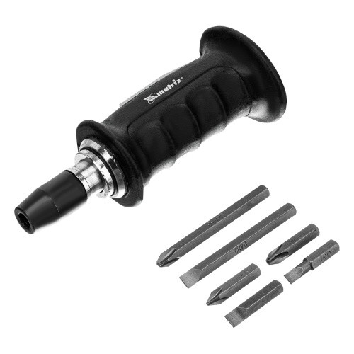 Отвертка ударно-поворотная 1/2, набор бит, 6 шт, черная ручка Профи, пластиковый бокс Matrix купить в Москве с доставкой по всей России | ProtosMarket.ru