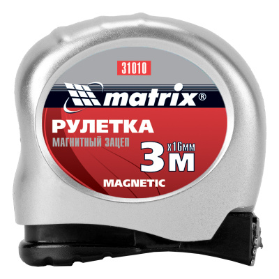 Рулетка Magnetic,3 м х 16 мм,магнитный зацеп Matrix по ценам производителя в Казани с доставкой по всей России