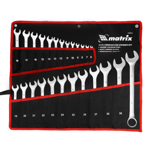 Набор ключей комбинированных, 6-32 мм, 25 шт, CrV, матовый хром Matrix купить в Москве с доставкой по всей России | ProtosMarket.ru