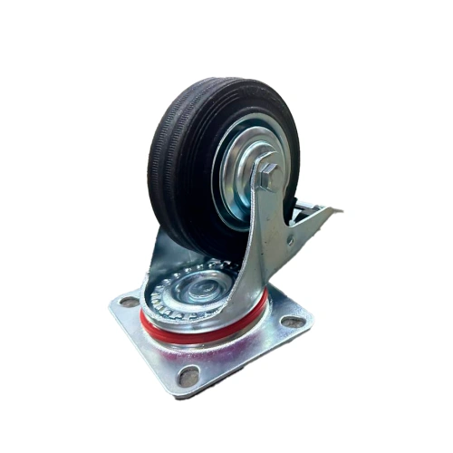 Колесо поворотное резина SCb 42 100 мм с тормозом (F) по ценам производителя в Казани с доставкой по всей России