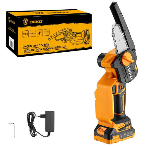 Пила цепная аккумуляторная DEKO DKCHS 20-4, 20В, 1x2.0Ач купить в Москве с доставкой по всей России | ProtosMarket.ru