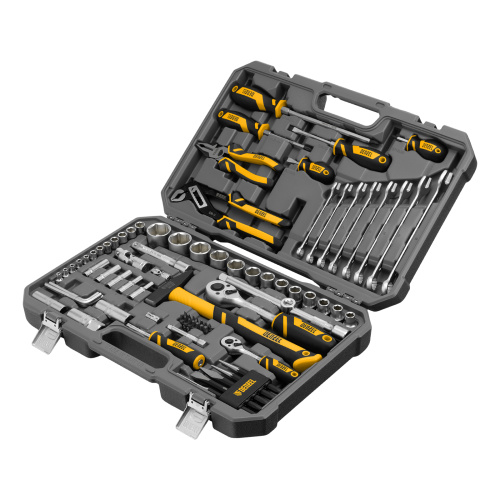 Набор инструментов, 1/2", 1/4", CrV, S2, пластиковый кейс, 84 предмета Denzel купить в Москве с доставкой по всей России | ProtosMarket.ru