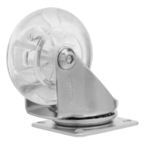 Колесо ПУ прозрачное поворотное d-50 мм, крепление платформенное Сибртех по ценам производителя в Казани с доставкой по всей России