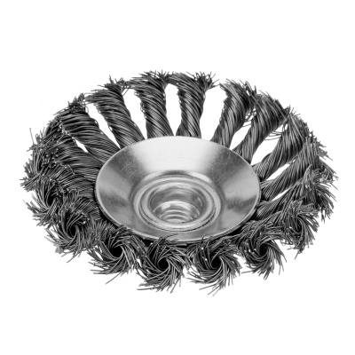 Щетка для УШМ, 100 мм, М14, "тарелка", крученая металлическая проволока Сибртех по ценам производителя в Казани с доставкой по всей России