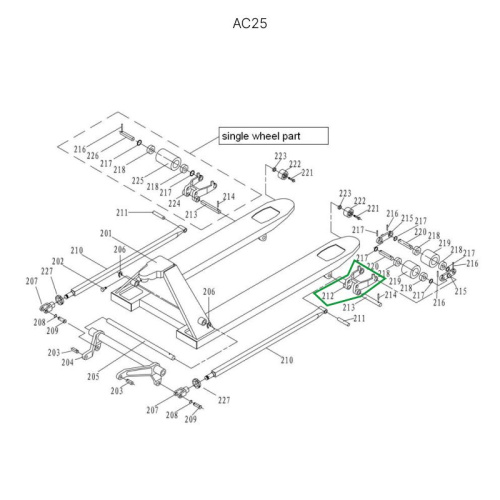 Рычаг силового блока для гидравлических тележек DF25 по ценам производителя в Казани с доставкой по всей России
