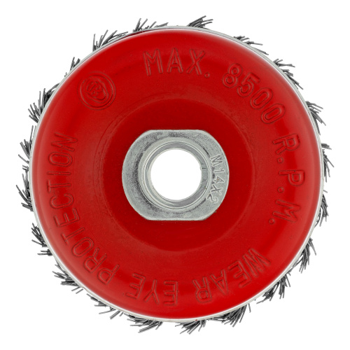 Щетка для УШМ Heavy Duty, 80 мм, М14, "чашка", крученая проволока 0.5 мм Matrix по ценам производителя в Казани с доставкой по всей России