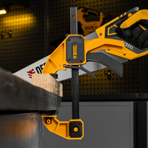 Струбцина F-образная, быстрозажимная, 150 х 80 мм, усиленный нейлоновый корпус Denzel купить в Москве с доставкой по всей России | ProtosMarket.ru