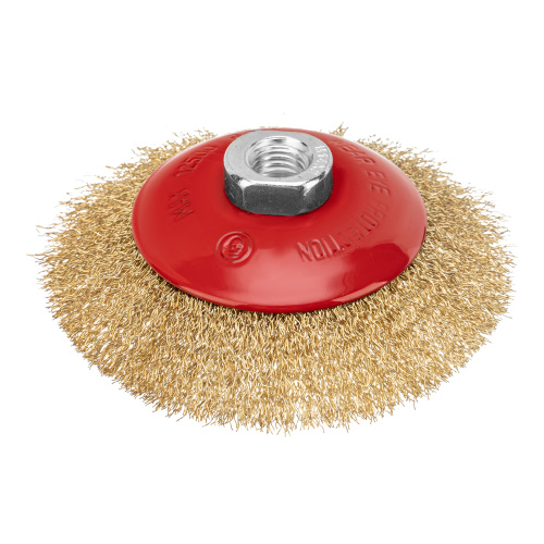 Щетка для УШМ, 115 мм, М14, "тарелка", латунированная витая проволока Matrix по ценам производителя в Казани с доставкой по всей России