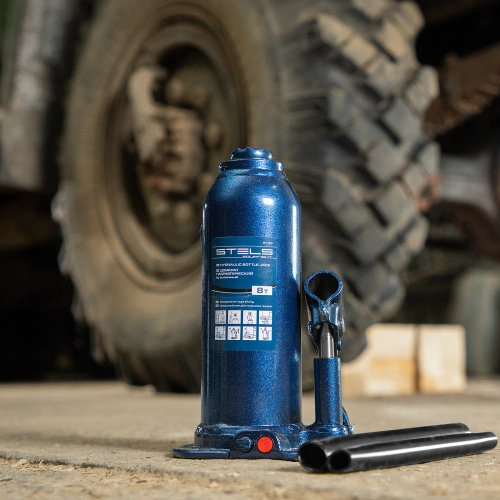 Домкрат гидравлический бутылочный, 8 т, h подъема 222-447 мм Stels купить в Москве с доставкой по всей России | ProtosMarket.ru