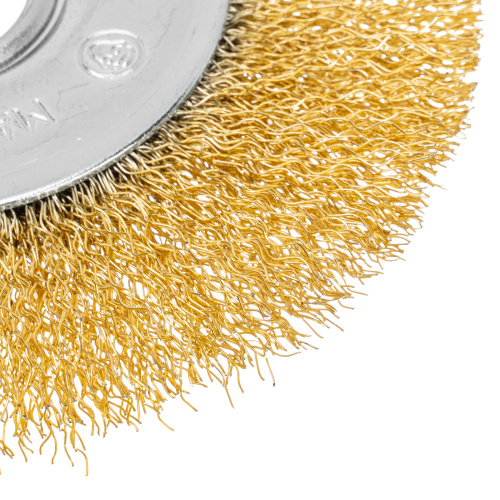 Щетка для УШМ, 125 мм, посадка 22.2 мм, плоская, латунированная витая проволока Matrix по ценам производителя в Казани с доставкой по всей России