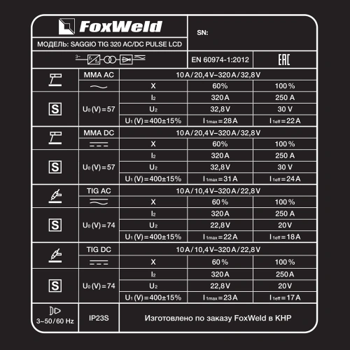 Комплект аппарата аргонодуговой сварки SAGGIO TIG 320 AC/DC PULSE LCD по ценам производителя в Казани с доставкой по всей России