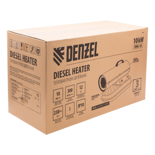 Дизельная тепловая пушка DHG-10, 10 кВт, 300 м3/ч, прямой нагрев Denzel по ценам производителя в Казани с доставкой по всей России
