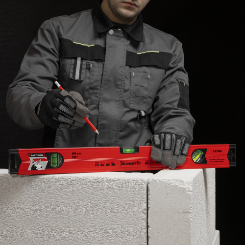 Уровень алюминиевый магнитный, 600 мм, фрезерованный, 3 глазка (1 зеркальный) усиленный Matrix по ценам производителя в Казани с доставкой по всей России