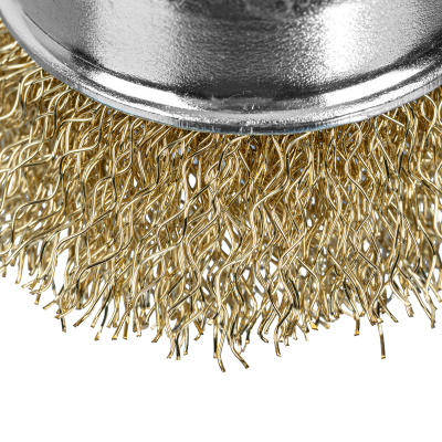 Щетка для дрели, 50 мм, "чашка" со шпилькой, латунированная витая проволока Matrix по ценам производителя в Казани с доставкой по всей России