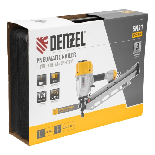 Нейлер пневматический PN2190 для гвоздей SN21 от 50 до 90 мм Denzel купить в Москве с доставкой по всей России | ProtosMarket.ru