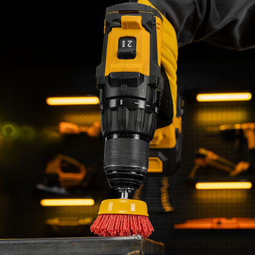 Щетка для дрели, 65 мм, Чашка, со шпилькой, нейлоновая щетина Denzel по ценам производителя в Казани с доставкой по всей России