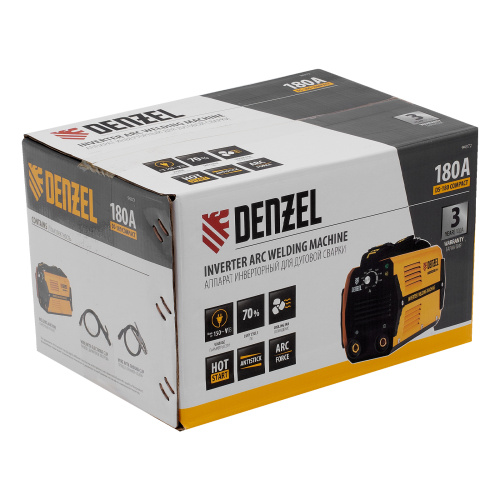 Аппарат инверторный дуговой сварки DS-180 Compact, 180 А, ПВ 70%, диаметр электрода 1.6-4 мм Denzel купить в Москве с доставкой по всей России | ProtosMarket.ru
