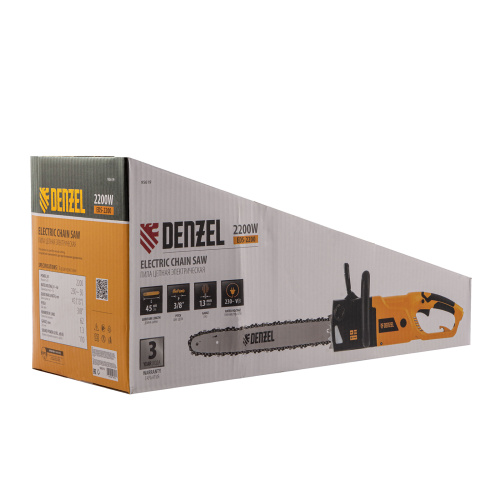 Пила цепная электрическая EDS-2200, 2.2 кВт,продольная, шина 45 см, шаг 3/8, паз 1.3 мм, 62 звена Denzel купить в Москве с доставкой по всей России | ProtosMarket.ru