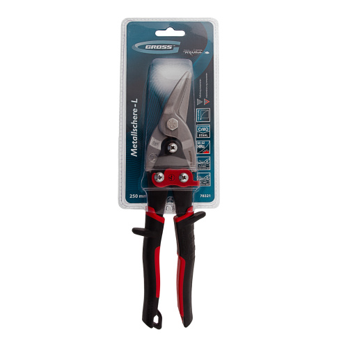 Ножницы по металлу "Piranha", 250 мм, прямой и левый рез, сталь СrMo, двухкомпонентные рукоятки Gross купить в Москве с доставкой по всей России | ProtosMarket.ru